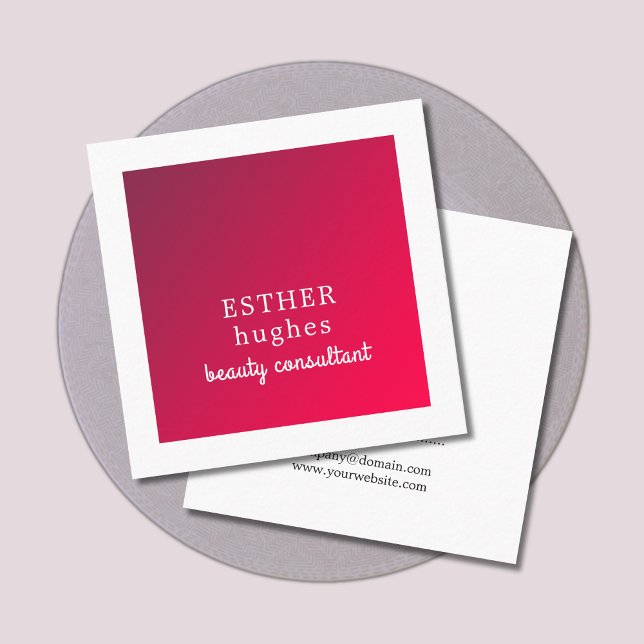 Carte De Visite Carré Professionnel Simple Élégant Rouge Blanc Consultan (Créateur téléchargé)