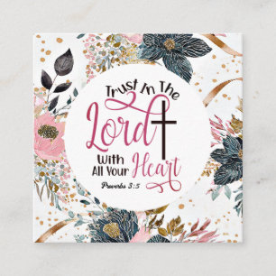 Carte De Visite Carré Proverbes 3:5 Confiance dans le Seigneur Bible Ver