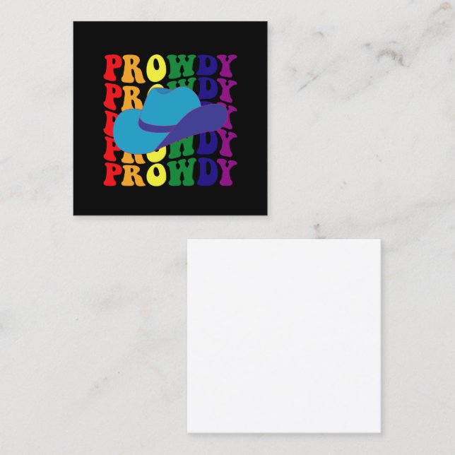 Carte De Visite Carré Prowdy Rodeo Howdy Cowboy Cowgirl LGBTQ Western (Devant / Derrière)