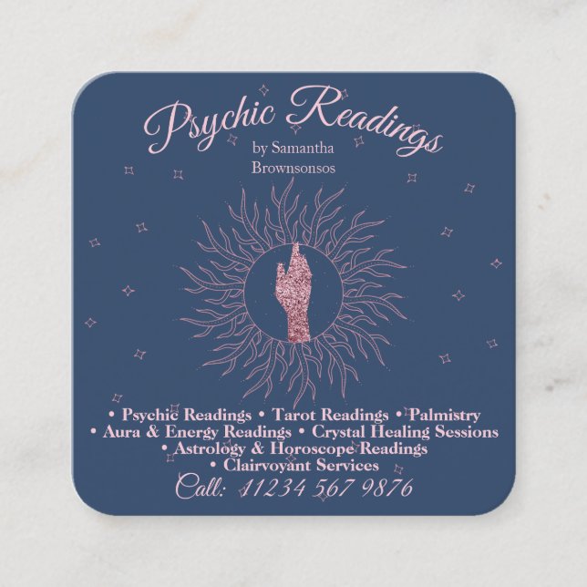 Carte De Visite Carré Psychique Moyenne Astrologue (Devant)