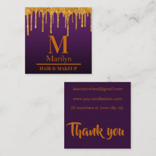 CARTE DE VISITE CARRÉ PURPLE ET ORANGE HALLOWEEN