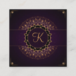 Carte De Visite Carré Purple Gold Mandala Elegant Yoga Instructeur