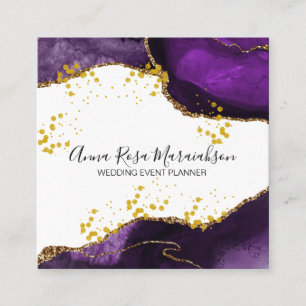 Carte De Visite Carré *~* Purple Gold Parties scintillant Agate Moderne 