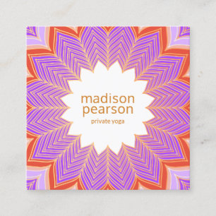 Carte De Visite Carré Purple Lotus Mandala Fleur Yoga Enseignant
