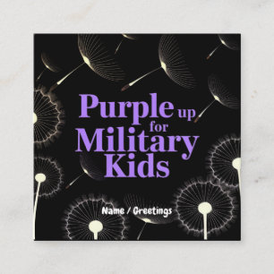 Carte De Visite Carré Purple Up for Military Kids Dandelion Show Support