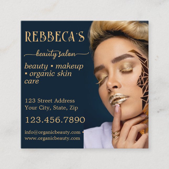 Carte De Visite Carré QR Code Beauty Salon Photo Business (Devant)