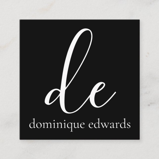 Carte De Visite Carré QR Code Black White Monogramme Beauté moderne (Devant)