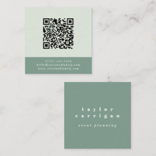 Carte De Visite Carré QR Code Contact Site Web Mint Color Block