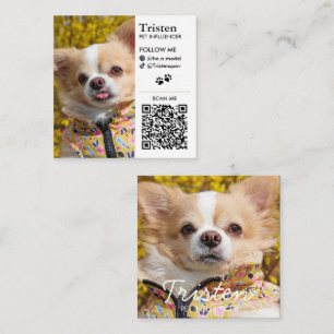 Carte De Visite Carré QR code double photo personnalisé pour les réseaux