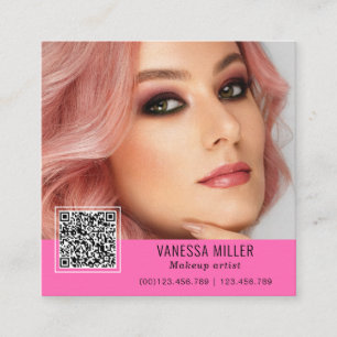 Carte De Visite Carré QR Code maquillage moderne artiste carré Carré B