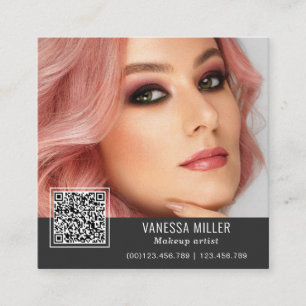 Carte De Visite Carré QR Code maquillage moderne artiste carré Carré B