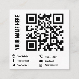 Carte De Visite Carré QR Code Médias sociaux Changeable Minimaliste usin