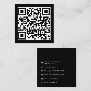 Carte De Visite Carré QR Code minimaliste moderne