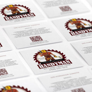 Carte De Visite Carré QR Code Moderne Handyman Maintenance Outils Rustiq