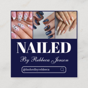 Carte De Visite Carré QR Code Nail Spécialiste Artiste Typographie moder