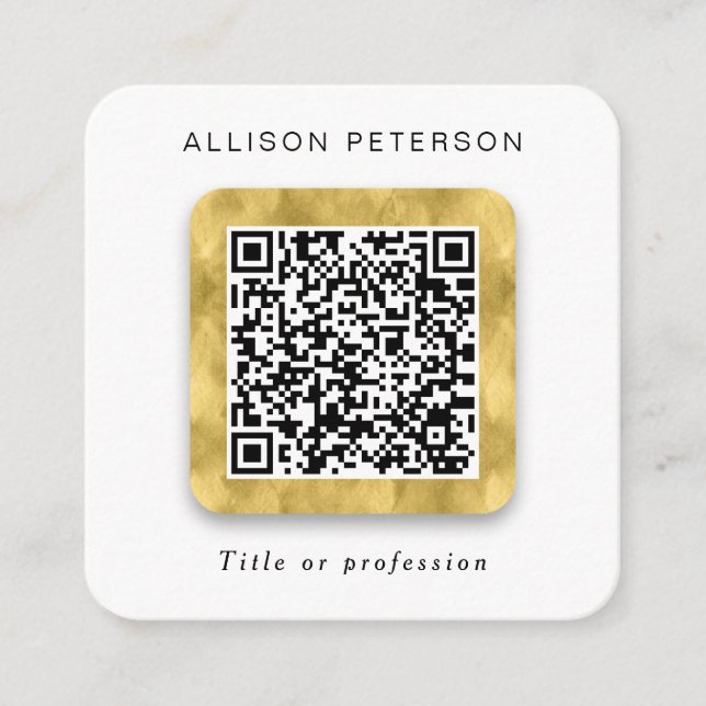 Carte De Visite Carré QR code réseau simple Carré or moderne (Devant)