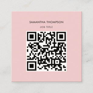 Carte De Visite Carré QR Code Scannable Moderne Professionnel Rosé rose