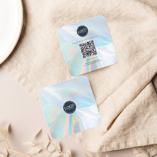 Carte De Visite Carré QR Code Social Media Website HoloModern