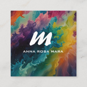 Carte De Visite Carré *~* QR coloré moderne Abstrait Bold AP93