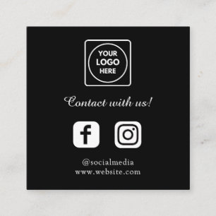 Carte De Visite Carré QR noir   Connecter les liens des médias sociaux