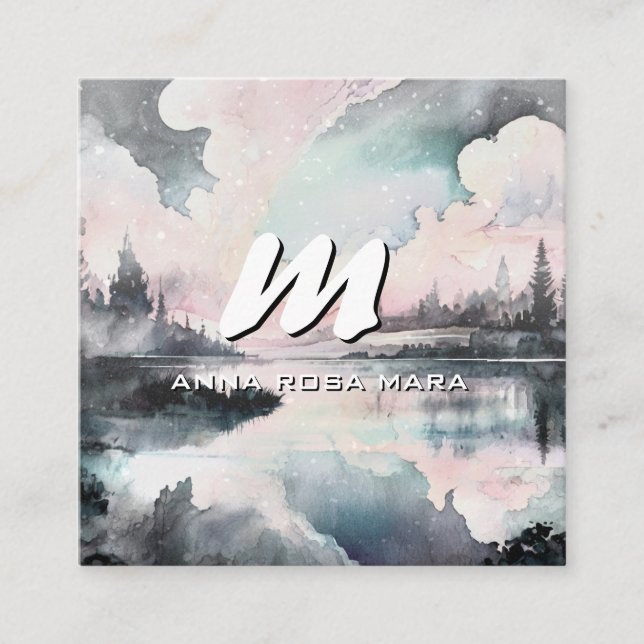 Carte De Visite Carré *~* QR Subtle Moderne Abstrait Bold AP93 (Devant)