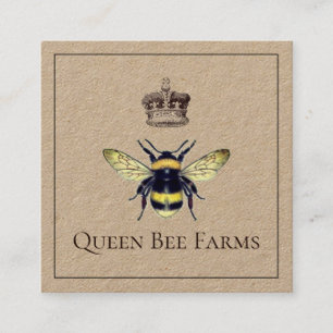 Carte De Visite Carré Queen Bee Et Crown Farm Ou Apiary Kraft