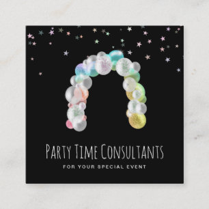 Carte De Visite Carré *~* Rainbow Balloons Party Planificateur d'événe