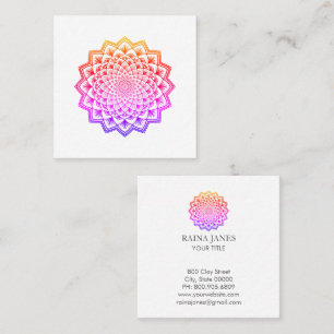 Carte De Visite Carré Rainbow Mandala Conseiller d'entraîneur de vie