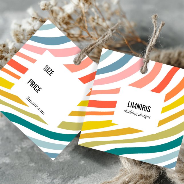 Carte De Visite Carré Rainbow Minimalist Stripes Handmade Price Hang Tag (Rainbow Minimalist Stripes Handmade Price Hang Tag
)