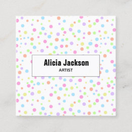Carte De Visite Carré Rainbow Pastel Pois Abstrait