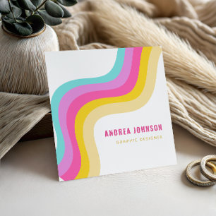 Carte De Visite Carré Rainbow Stripes Waves couleur minimaliste QR Code