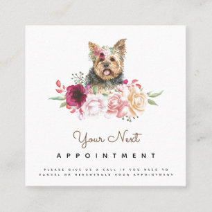 Carte De Visite Carré Rappel de rendez-vous pour le chien Terrier du Yor