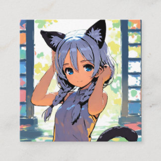 Carte De Visite Carré Rayon obtenu au chat