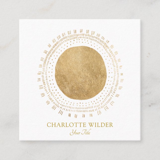 Carte De Visite Carré Rayons solaires Abstraits Gold Foil Circle (Devant)