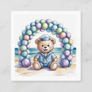 Carte De Visite Carré Registre Nautique Teddy Bear Beach Baby