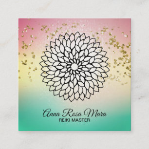Carte De Visite Carré *~* Reiki Energie Guérisseur Mandala Massage Yoga