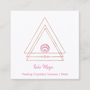 Carte De Visite Carré Reiki Magic Pink et Rose Gold