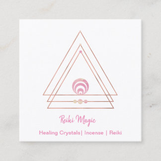 Carte De Visite Carré Reiki Magic Pink et Rose Gold