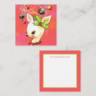 Carte De Visite Carré rennes de Noël rétro vintage ajouter des informati