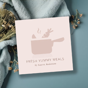 CARTE DE VISITE CARRÉ REPAS DE POIDS ROSE MINIMAL BLUSH RESTAURANT EN CH