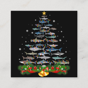 Carte De Visite Carré Requin Noël Arbre de requin Amateurs de cadeaux