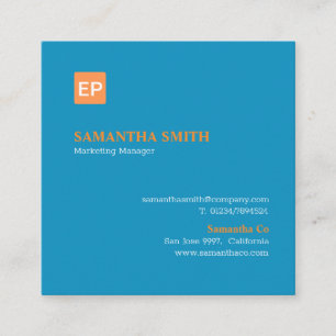 Carte De Visite Carré Responsable marketing Blue et Orange