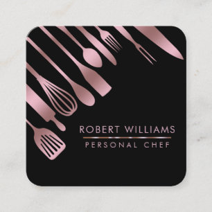 Carte De Visite Carré Restauration rose de Faux de parties scintillantes
