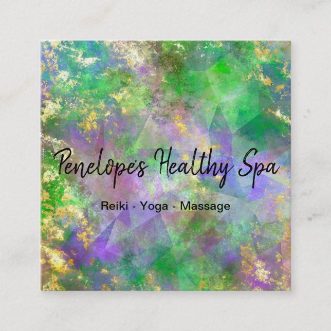 Carte De Visite Carré Résumés d'or violet vert (Devant)