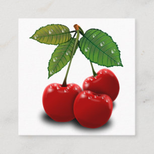 carte de visite carré rétro cherry