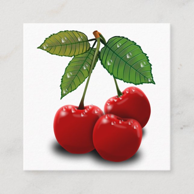 carte de visite carré rétro cherry (Devant)