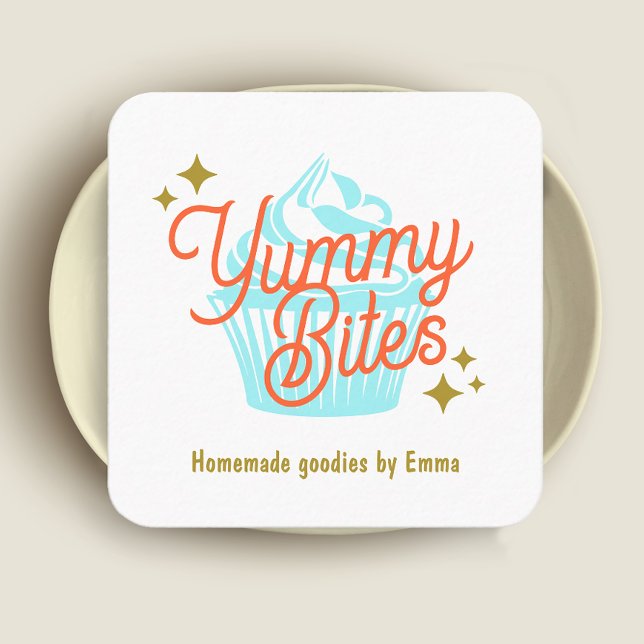 Carte De Visite Carré Retro Cupcake Baker (Créateur téléchargé)