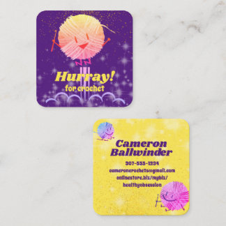 Carte De Visite Carré Retro mignon saut scribble fil crochet crochets bu