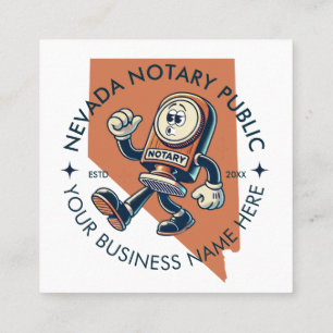 Carte De Visite Carré Retro Nevada Notaire Public QR Code amusant