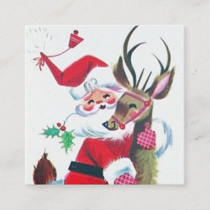 Carte De Visite Carré Rétro Noël vintage Père Noël